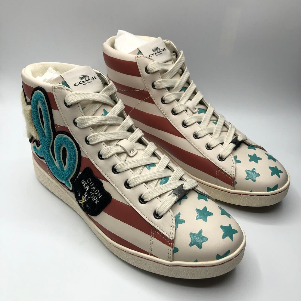 NEW Coach Star Print Hi Top Sneakers Size US 9.5